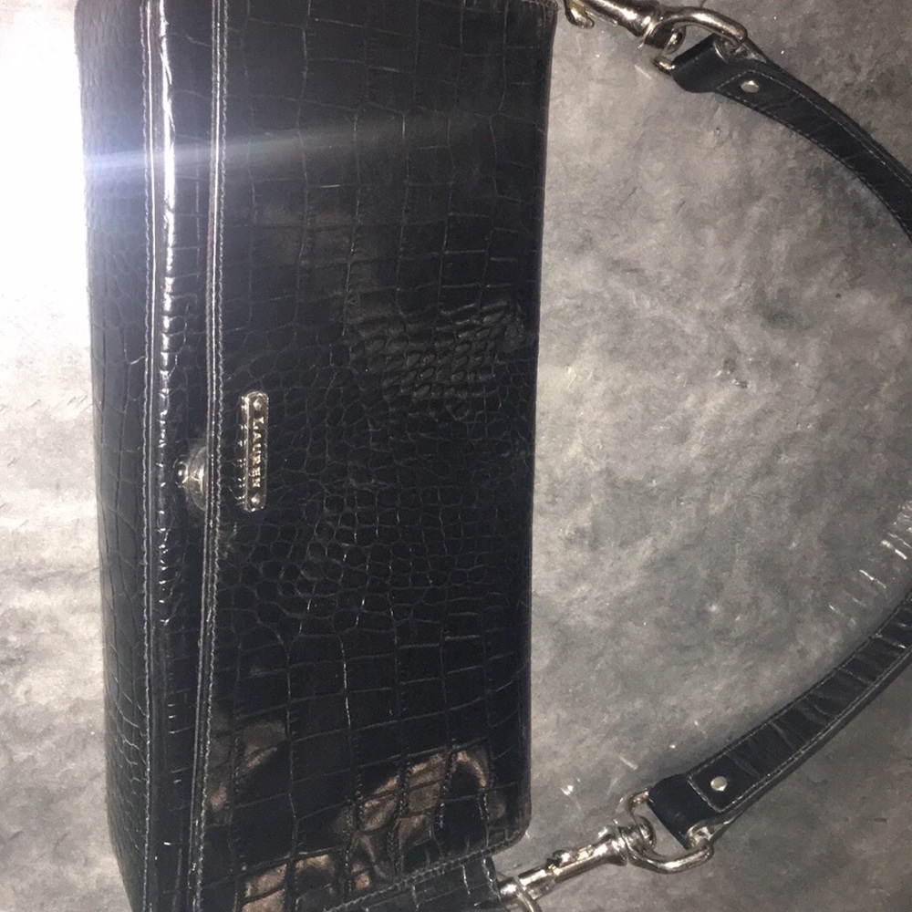 Ralph Lauren Black Leather purse, croc pattern